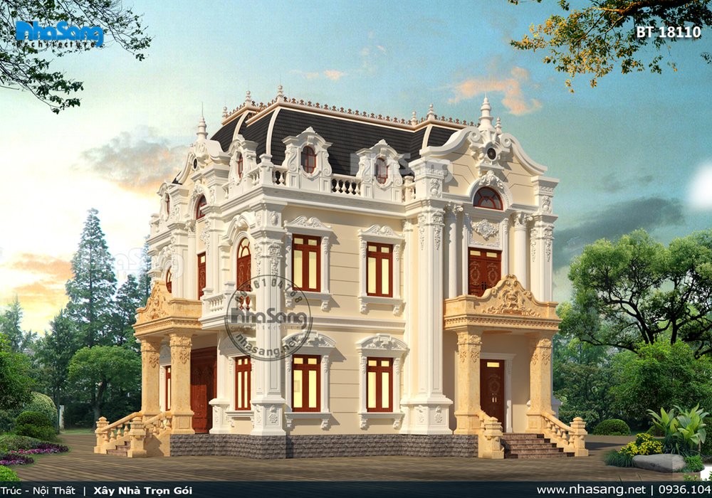Xây nhà để đời cho con cháu: Rộng 5 phòng ngủ Nhà vườn kiểu Pháp BT18110