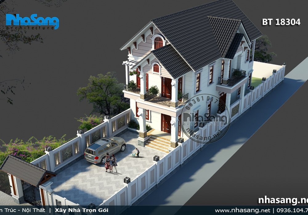 Nhà vườn mái thái 2 tầng cho đất mặt tiền 9m BT18304