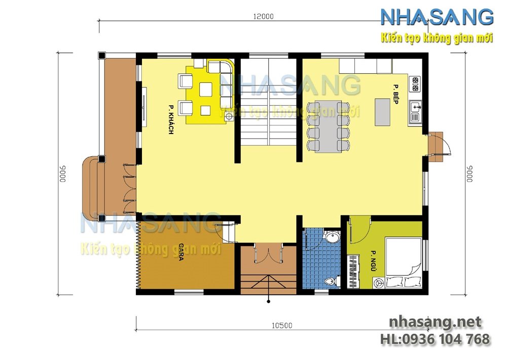 Thiết kế nhà ở 9x12m Biệt thự 2 tầng hiện đại BT14071