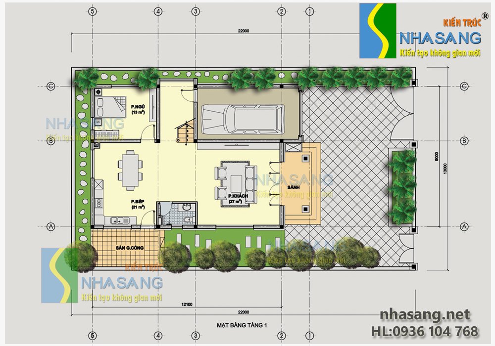 Thiết kế nhà biệt thự 3 tầng kiểu pháp 9m x 12m BT14078 - Thiết kế biệt thự phố đẹp