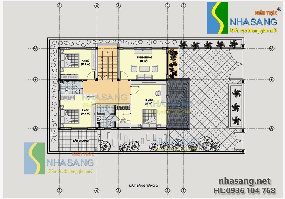 Thiết kế nhà biệt thự 3 tầng kiểu pháp 9m x 12m BT14078 - Thiết kế biệt thự phố đẹp