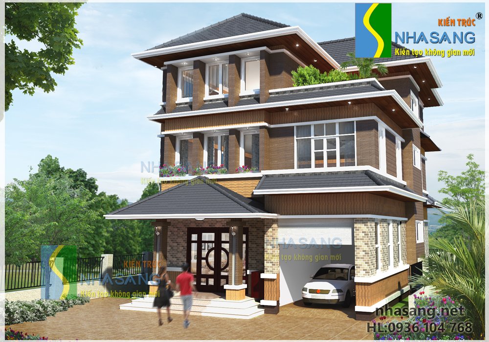 Thiết kế nhà biệt thự 3 tầng kiểu pháp 9m x 12m BT14078 - Thiết kế biệt thự phố đẹp