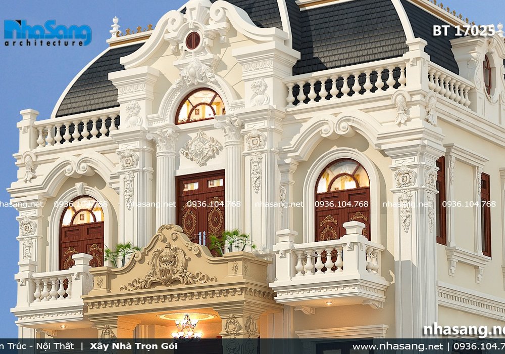 Mẫu biệt thự kiểu Pháp cổ điển 2 tầng BT17025