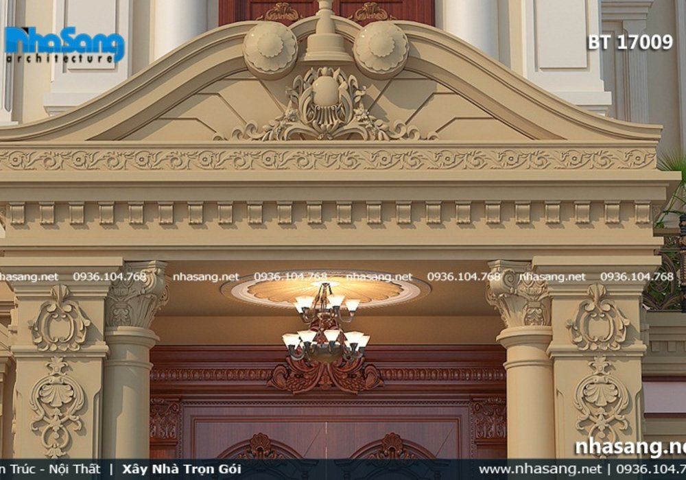 Mẫu biệt thự lâu đài 4 tầng mặt tiền 7m BT17009