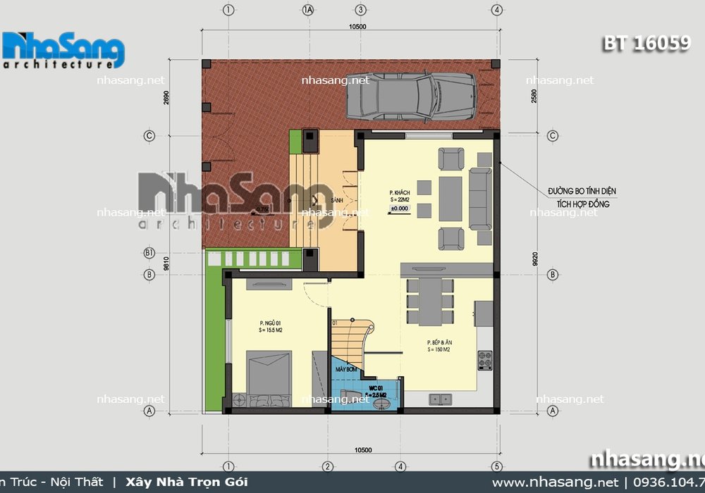 Biệt thự kiểu Pháp chữ L sang trọng BT16059