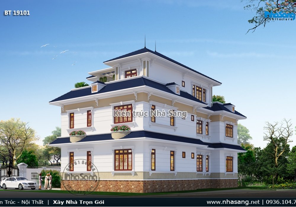 Thiết kế dinh thự kiểu Pháp 300m2/sàn trên đất hơn 1000m2 tại Hải Phòng BT19101