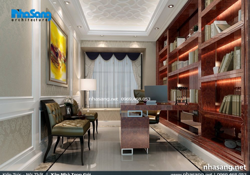 Thiết kế nội thất biệt thự 2 tầng đẹp và sang trọng phong cách tân cổ điển Châu Âu NT16706