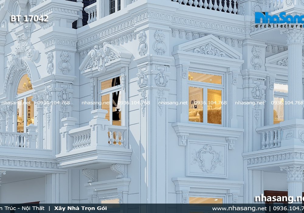Biệt thự cổ điển 2 tầng 2 mặt tiền BT17042
