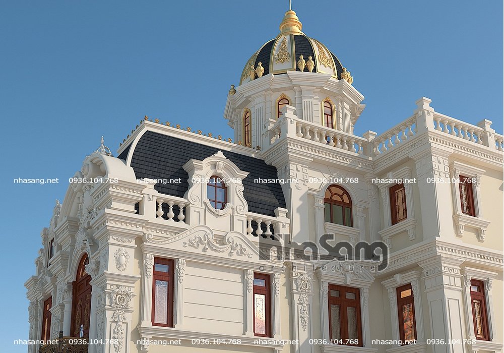 Mẫu biệt thự lâu đài 4 tầng mặt tiền 7m BT17009