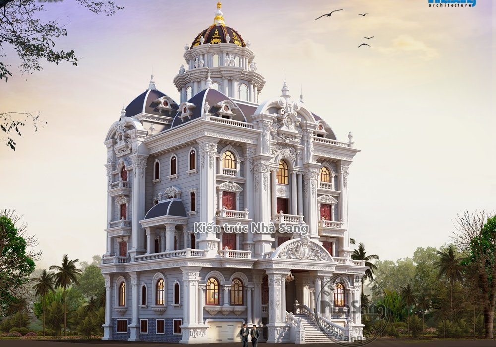 Thiết kế lâu đài 4 tầng 22m x 15m lộng lẫy bậc nhất Ninh Bình BT19104