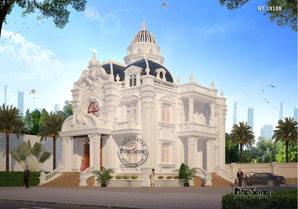 Lâu đài trắng Anh Vũ tại quận 12 l Thiết kế biệt thự kiểu lâu đài BT18108