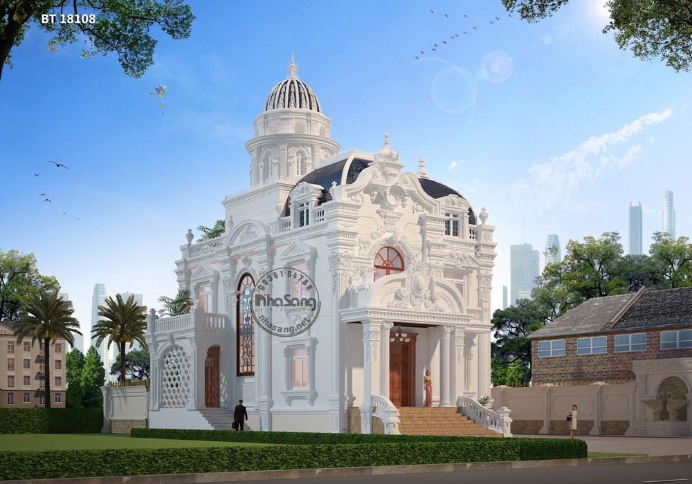 Lâu đài trắng Anh Vũ tại quận 12 l Thiết kế biệt thự kiểu lâu đài BT18108