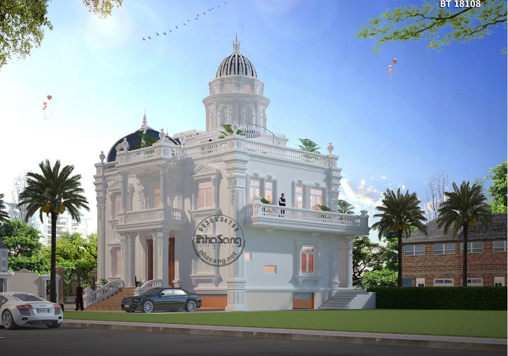 Lâu đài trắng Anh Vũ tại quận 12 l Thiết kế biệt thự kiểu lâu đài BT18108