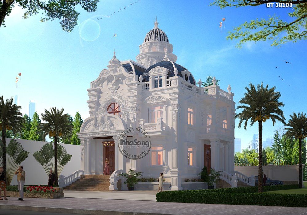 Lâu đài trắng Anh Vũ tại quận 12 l Thiết kế biệt thự kiểu lâu đài BT18108