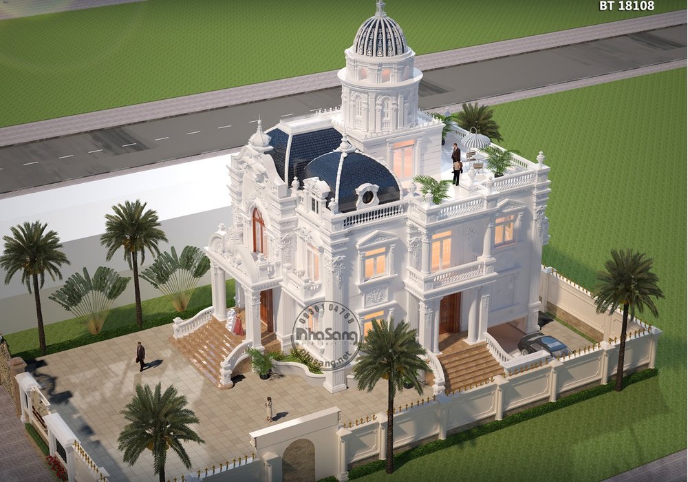 Lâu đài trắng Anh Vũ tại quận 12 l Thiết kế biệt thự kiểu lâu đài BT18108