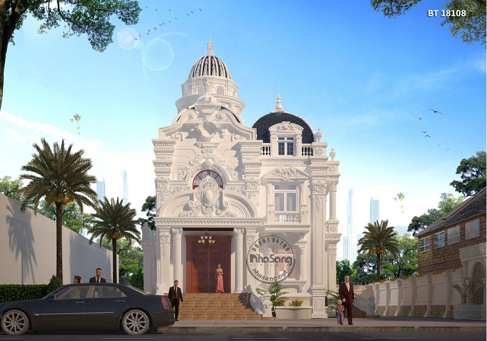 Lâu đài trắng Anh Vũ tại quận 12 l Thiết kế biệt thự kiểu lâu đài BT18108