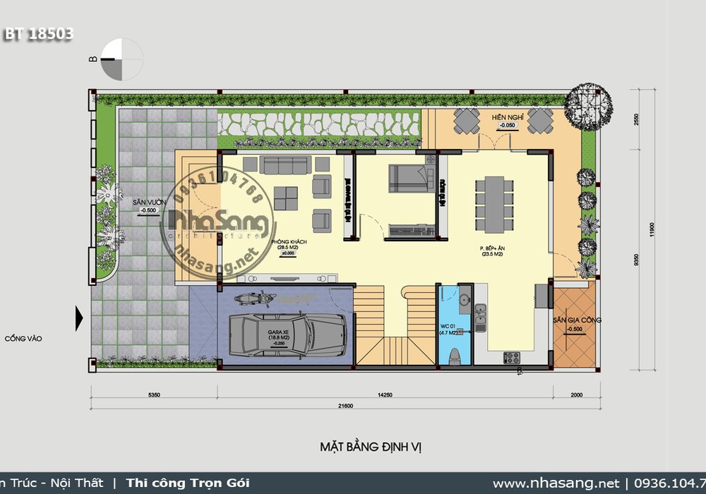 Mẫu nhà phố hiện đại 3 tầng mặt tiền 9m BT18503