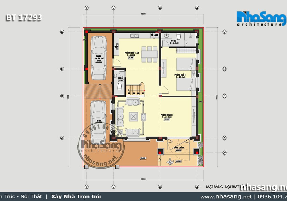 Biệt thự Pháp 3 tầng nhẹ nhàng mái thái tân cổ điển BT17293