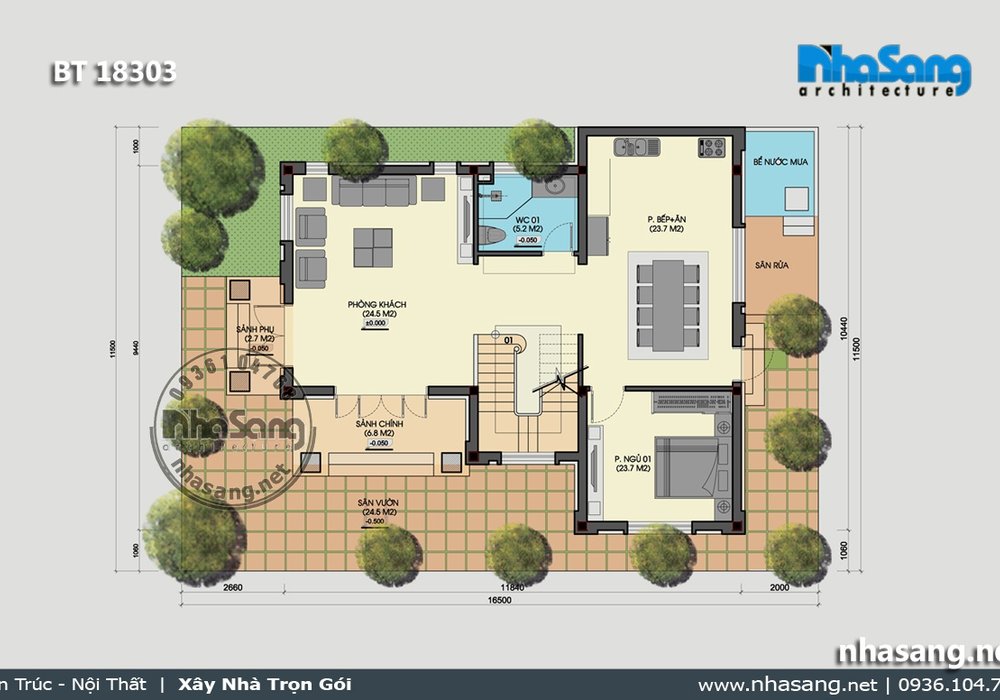 Nhà vườn 100m2 4 phòng ngủ kiểu Châu Âu sang trọng BT18303