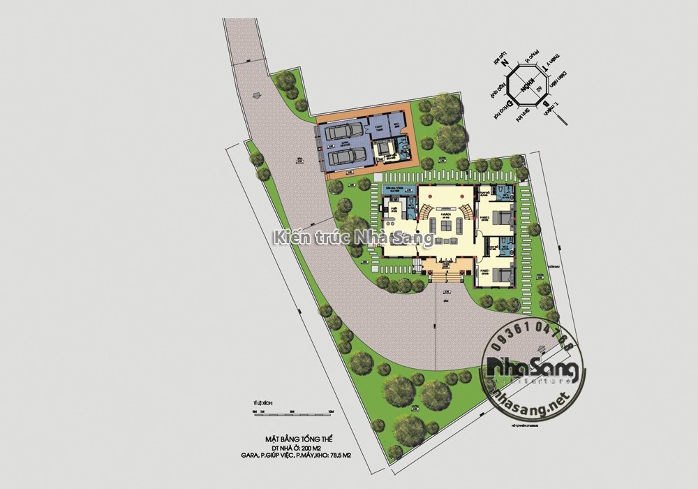 Mẫu biệt thự kiểu Pháp 200m2/sàn thông 3 tầng đẹp BT19108