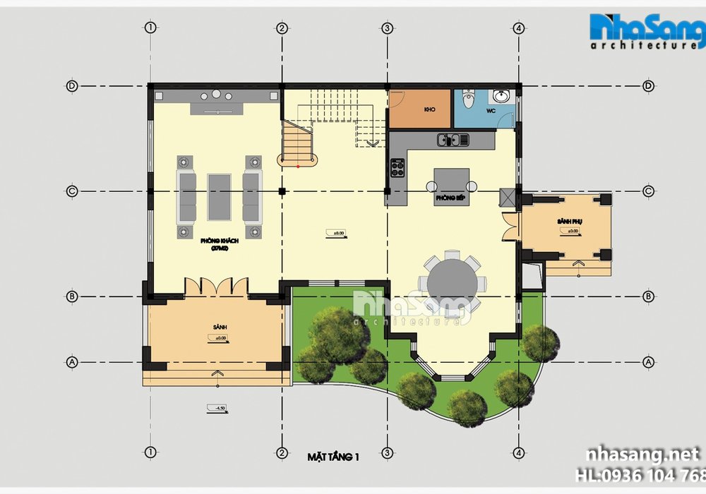Biệt thự nhà vườn 2 tầng mặt tiền 12m BT15132