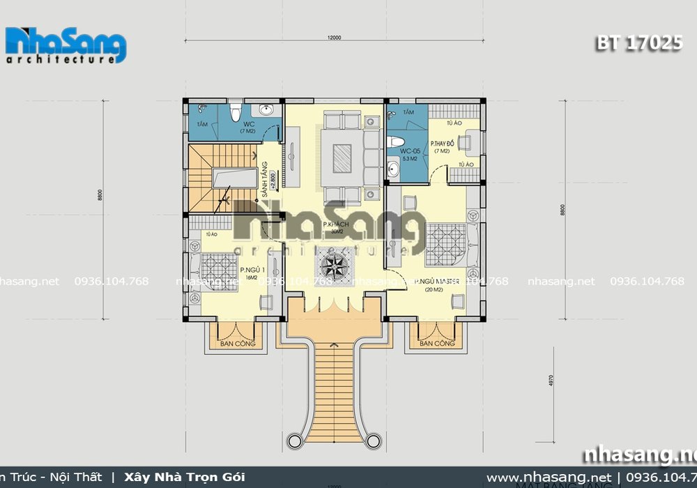 Mẫu biệt thự kiểu Pháp cổ điển 2 tầng BT17025