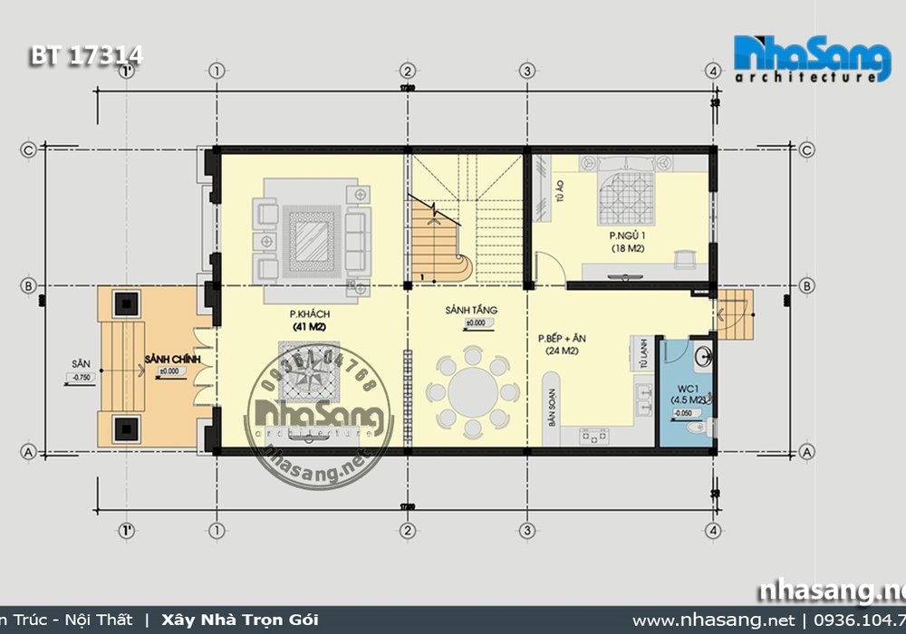 Biệt thự kiểu Pháp 3 tầng sắc sảo đến từng đường nét BT17314