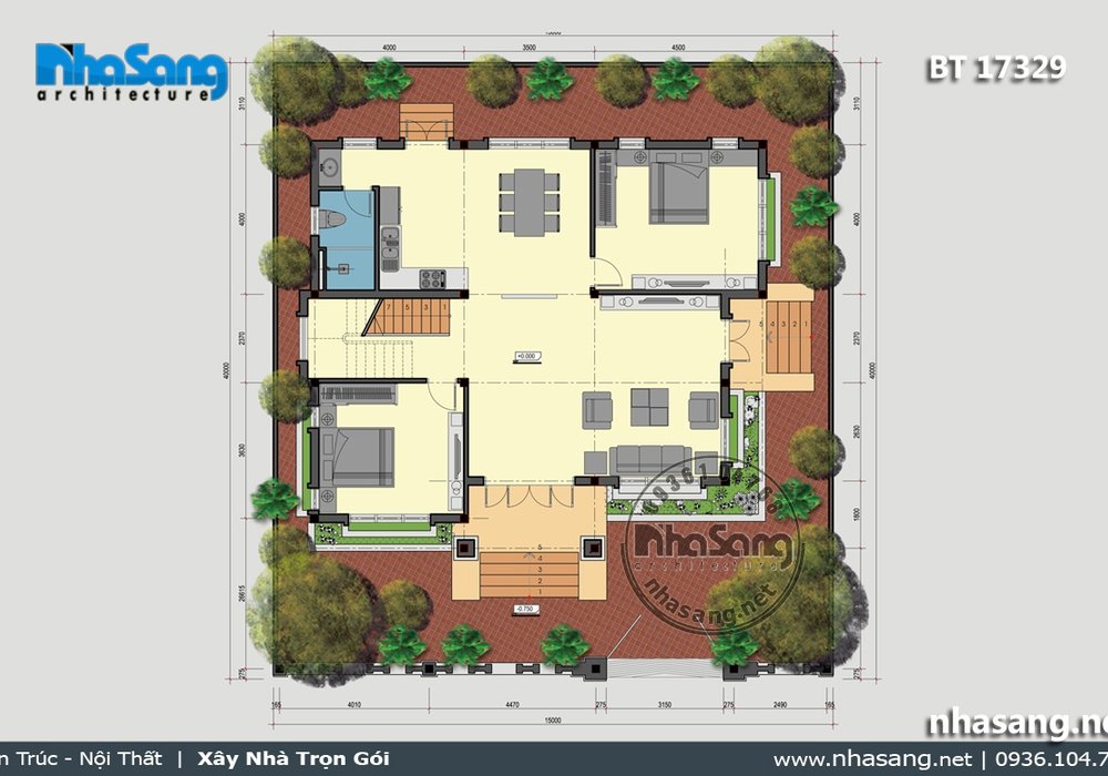 Mẫu biệt thự 2 tầng mái thái đẹp sang trọng tại Thanh Hóa BT17329