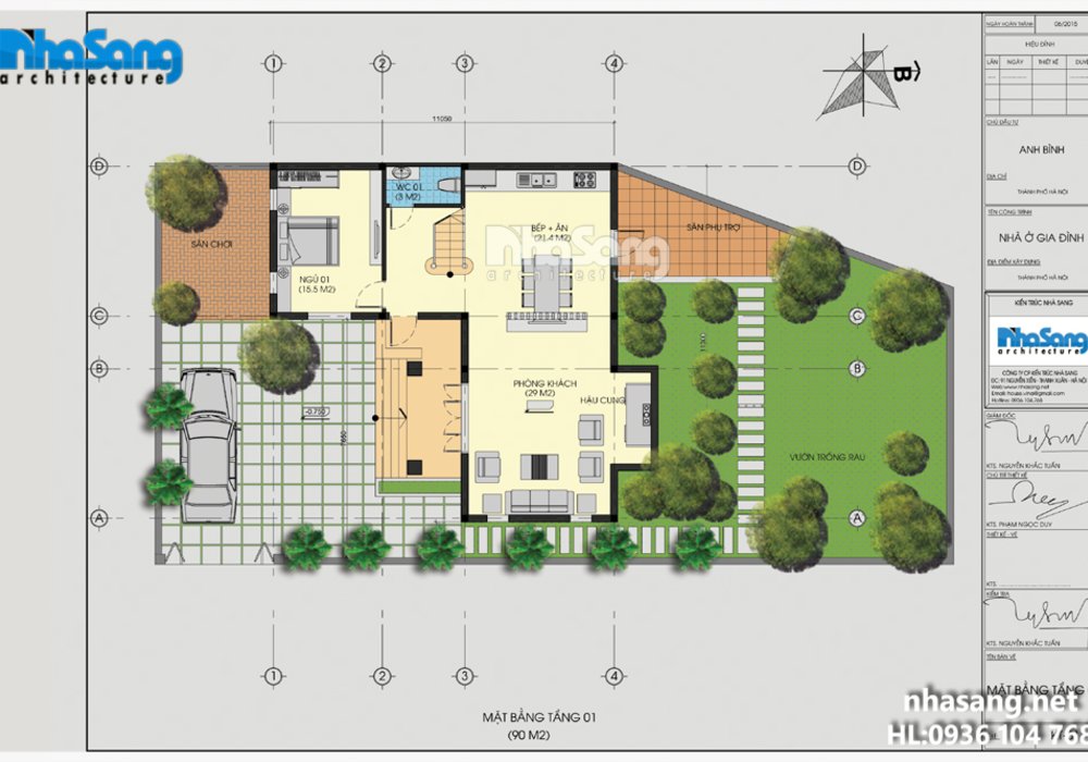 Nhà vườn chữ L 2 tầng mái thái 90m2 ấm áp tình quê BT15003