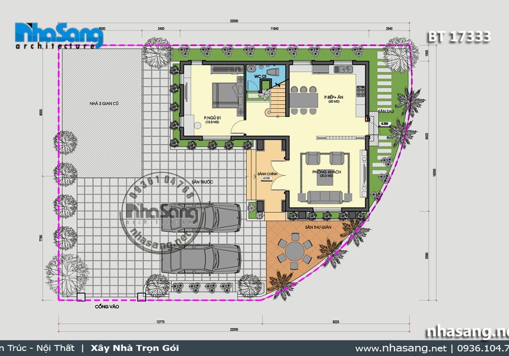 Nhà vườn Âu Châu nhẹ nhàng sang trọng tinh tế BT17333