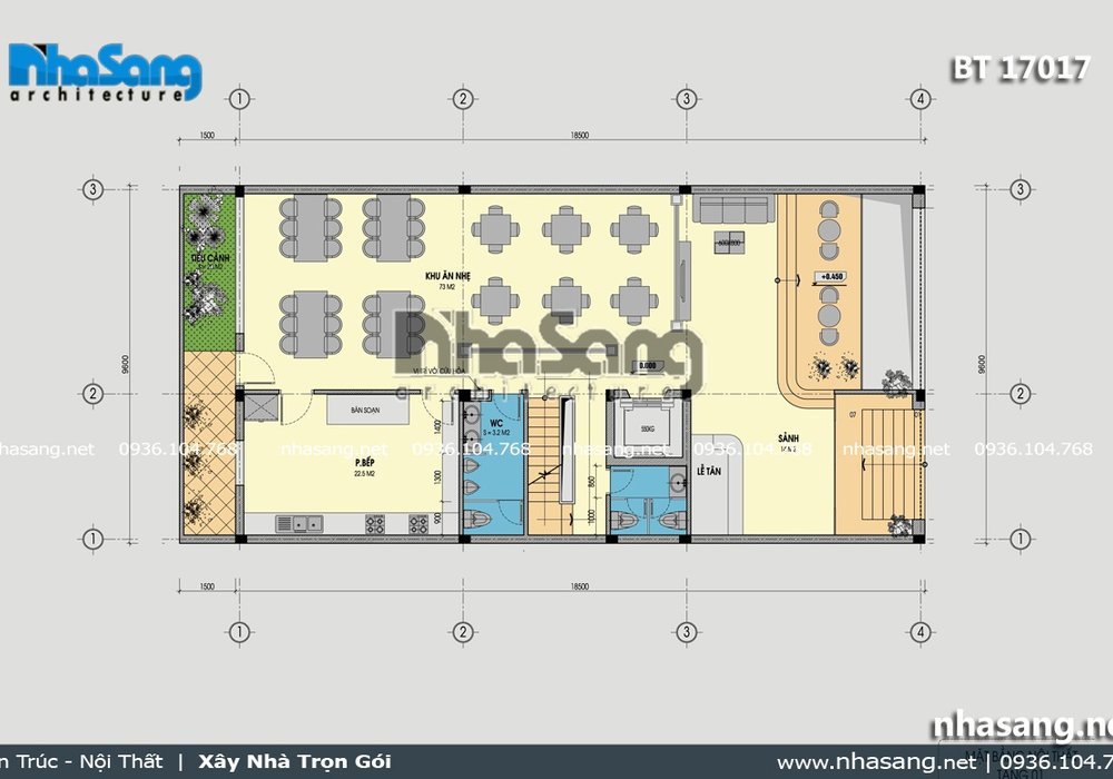 Thiết kế khách sạn mini 7 tầng BT17017