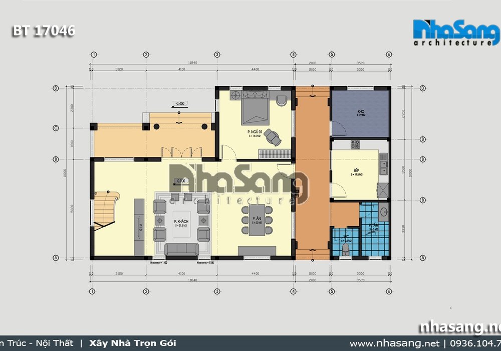 Nhà vườn Châu Âu 2 tầng mái thái BT17046