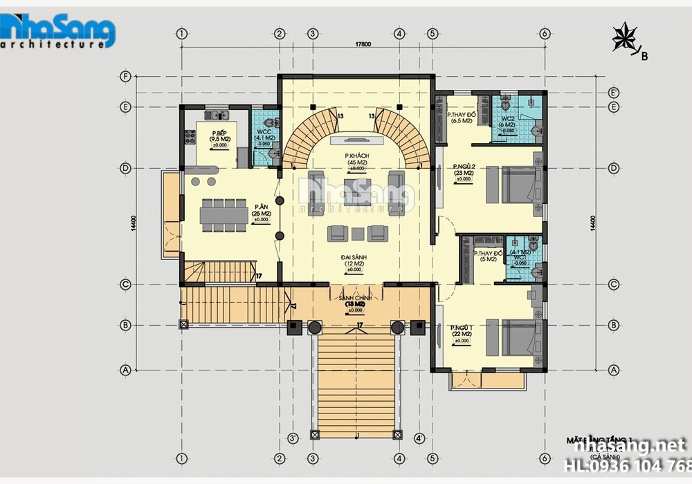 Thiết kế dinh thự Châu Âu trên mảnh đất 1300m2 BT16021