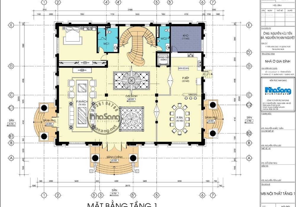 Siêu dinh thự kiểu Pháp thông tầng 500m2/sàn bậc nhất Quảng Ngãi BT145