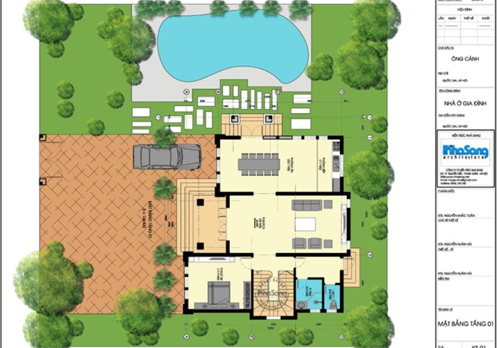 Thiết kế biệt thự vườn 150m2 2 tầng mặt tiền 12m x 13m BT136