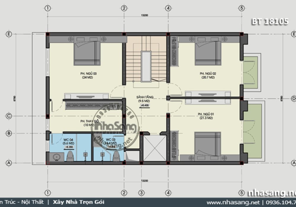 Mẫu nhà 5 tầng có tầng hầm nổi kiểu Pháp sang trọng BT18105