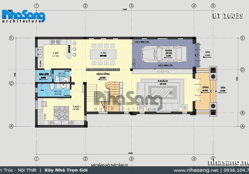 Biệt thự 3 tầng kiểu Pháp tân cổ điển BT16039