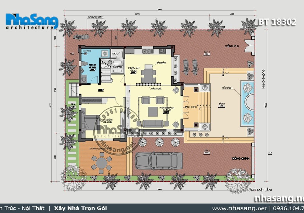 Mẫu biệt thự vườn Châu Âu nhẹ nhàng tinh tế BT18302