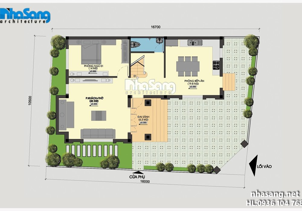Nhà chữ L mini 3 tầng kiến trúc Pháp tân cổ điển BT16012