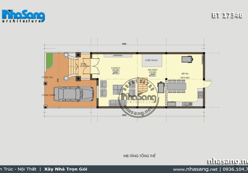 Biệt thự cổ điển kiểu Pháp mặt tiền 7m BT17346