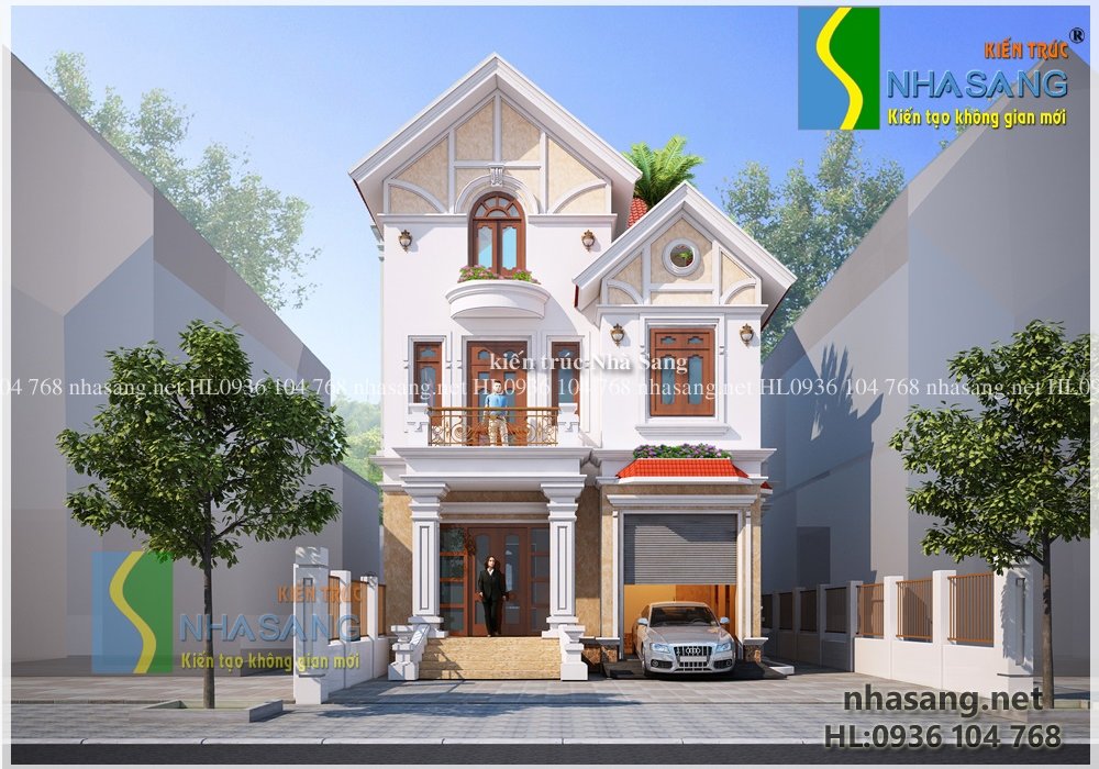 Mẫu thiết kế biệt thự tân cổ điển 3 tầng đẹp BT14115 - mẫu nhà phố