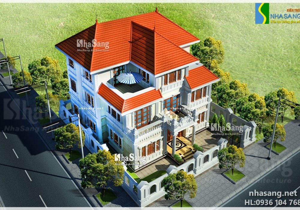 Mẫu biệt thự đẹp 2,5 tầng mặt tiền 13,7m BT14137