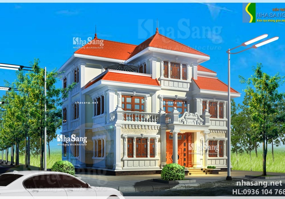 Mẫu biệt thự đẹp 2,5 tầng mặt tiền 13,7m BT14137