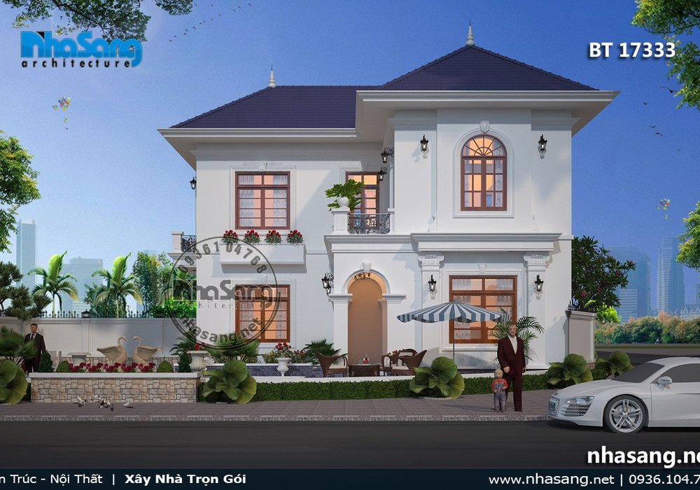 Nhà vườn Âu Châu nhẹ nhàng sang trọng tinh tế BT17333