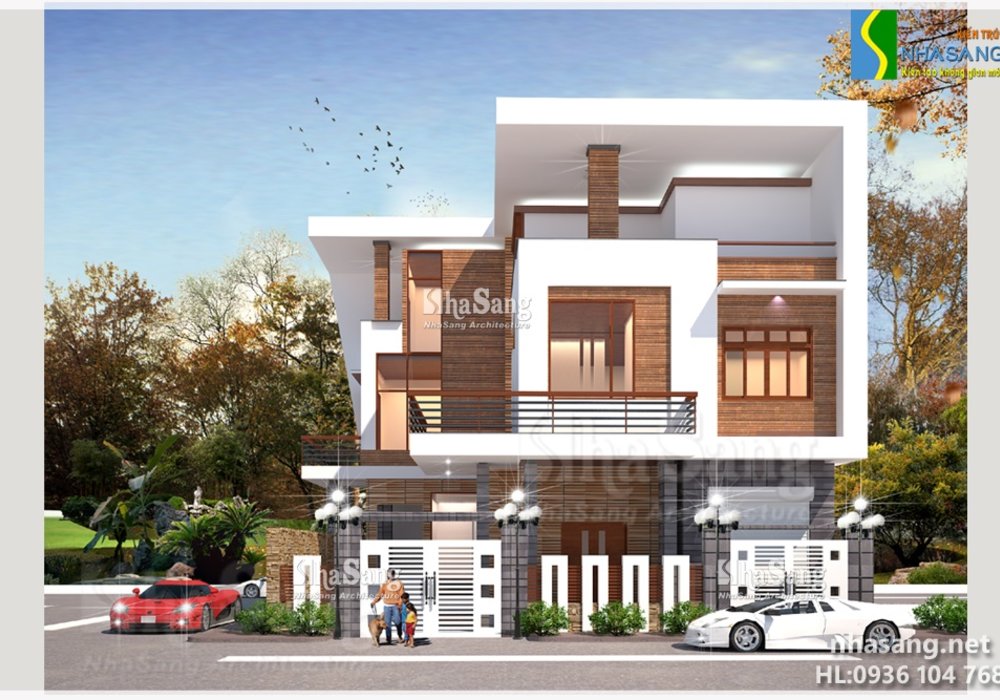 Mẫu BIỆT THỰ HIỆN ĐẠI đẹp 3 tầng BT14144