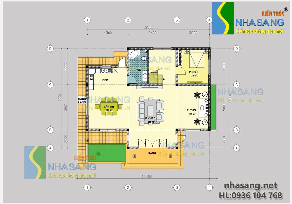 Mẫu biệt thự nhà vườn 2 tầng 11m x 13m BT14075