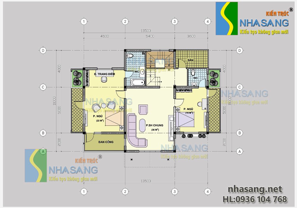 Mẫu biệt thự nhà vườn 2 tầng 11m x 13m BT14075
