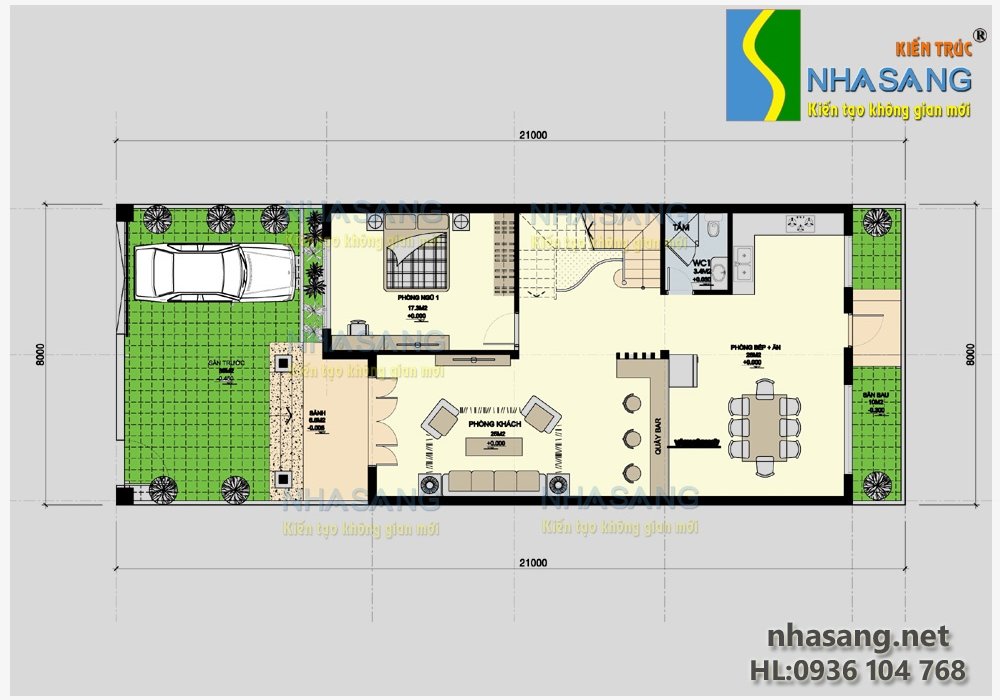 Thiết kế  nhà biệt thự 2 tầng BT14050 - kiến trúc nhà phố kiểu pháp