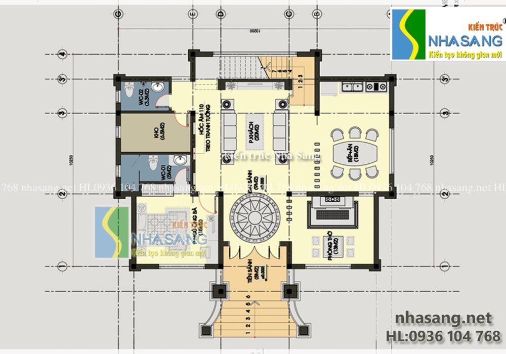Mẫu Biệt thự Tân cổ điển 2 tầng đẹp 13,5m x 9,5m BT14124