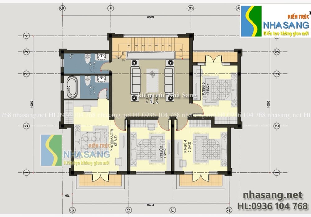 Mẫu Biệt thự Tân cổ điển 2 tầng đẹp 13,5m x 9,5m BT14124